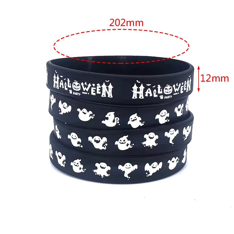 12pcs Halloween Silicone Wristbands Kids Halloween Party Favor Trick or Treat Gifts Boo Ghosts Bracelets Goodie Bag Fillers