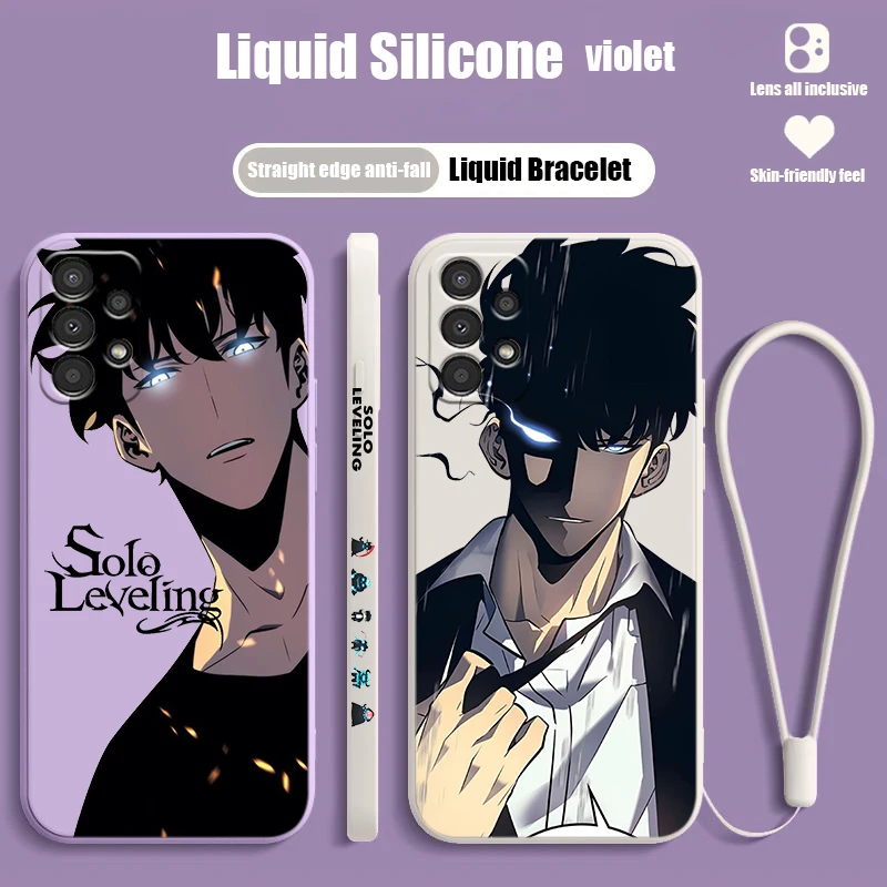 Cartoon Solo L-eveling Cool For Samsung Galaxy A14 A13 A12 A31 A91 A81 A71 Core Lite Liquid Left Rope Phone Case