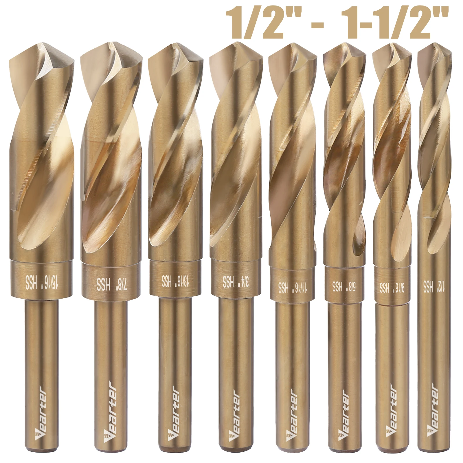 1-1/2\'\' HSS M2 Quick Change Jobber Cobalt Coated Twist Drill Bit with Wood/Metal Hole Cutter 1/2\'\' Round Shank Gun Drill Bit