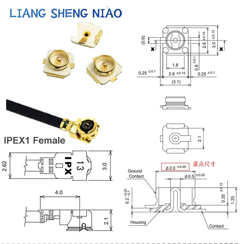 1PCS u.FL IPX IPEX1 / IPEX4 MHF4 Female to RP-SMA / SMA Female 4-Pin Right Angle PCB Pigtail WIFI Antenna Extension Cable Jumper