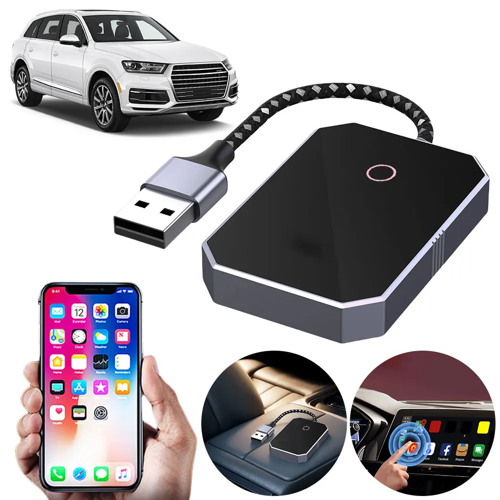 Wireless CarPlay Android Auto Adapter Mini Carplay&Auto Box Dongle Wired To Wireless Auto Connect for Factory Wired Carplay Cars