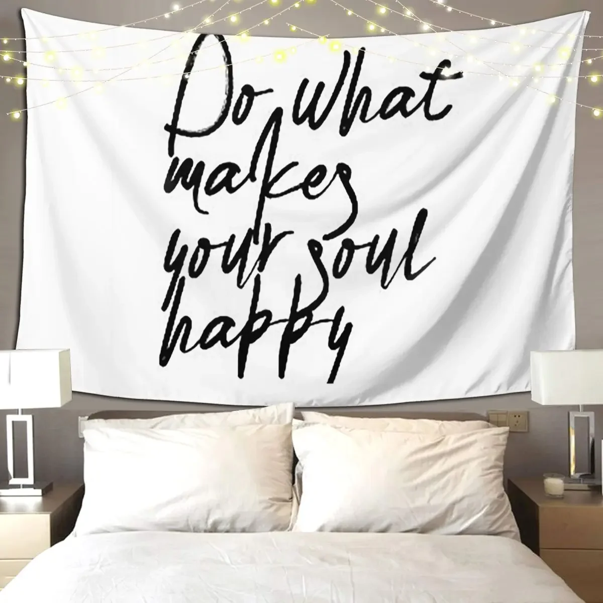 Tapisserie murale amusante "Do What Makes Your Soul Happy", décoration d'intérieur esthétique, salon, chambre à coucher, dortoir