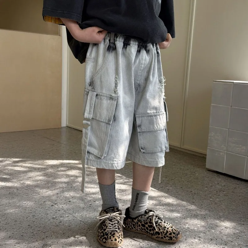 

Boys' Denim Shorts Summer New 2026 Children's Casual Retro Loose Medium Pants Five-point Pants
