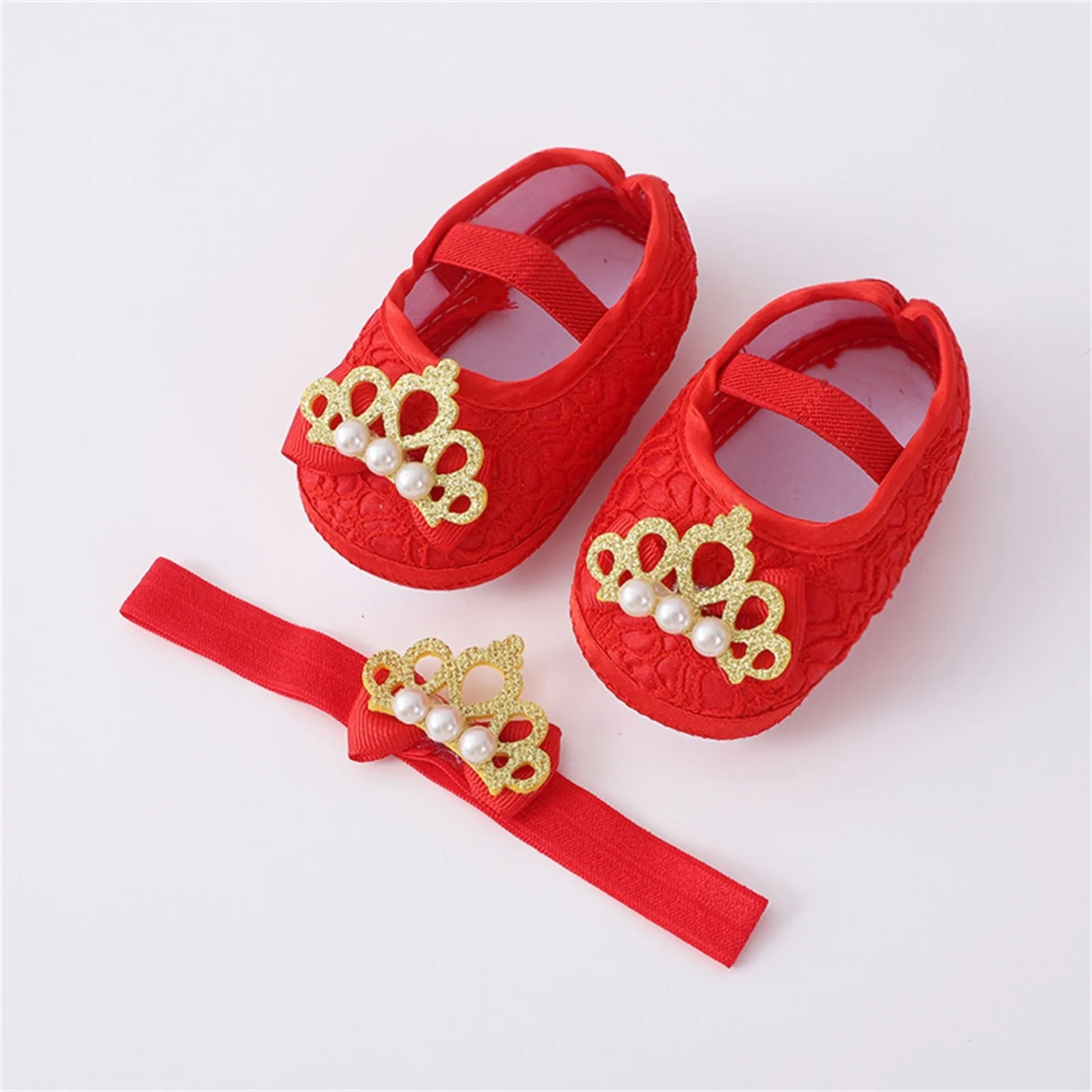 

Boys Flexible Shoes Baby Shoes With Hair Band Fashion Soft Soled Toddler Shoes Versatile Dress Flower Toddler Sneaker Girl