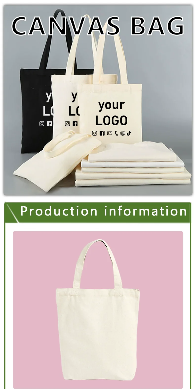 10 Canvas-Taschen, personalisierte leere Baumwolltaschen, umweltfreundliche Einkaufstaschen, Werbetaschen, Tragetaschen mit individuellem Logodruck – Detail 1