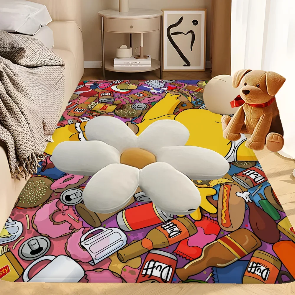 Cartoon Anime Simpsons Floor Mat INS Style Soft Bedroom Floor House Laundry Room Mat Anti-skid Household Carpets