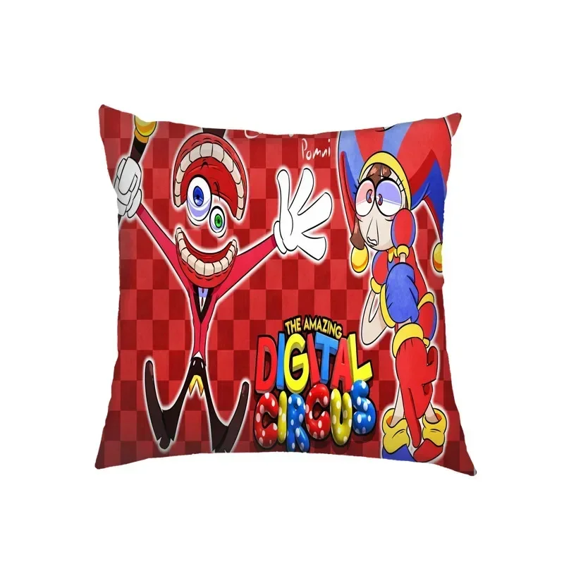 The Amazing Digital Circus Pomni Christmas Square federa cuscino in peluche federa Anime Home Bedroom Decoration regalo per bambini