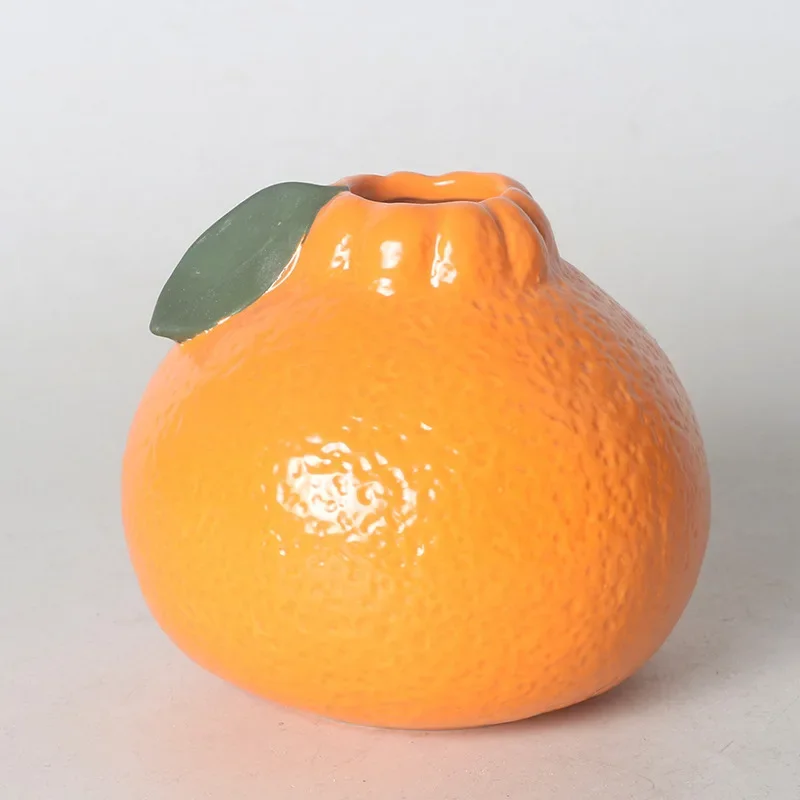 Orange Vase Keramik Hydrokultur Pflanzenutensilien Wohnzimmer Büro Ornament Kreative Ins Wind Blumenarrangement Kleine Vase