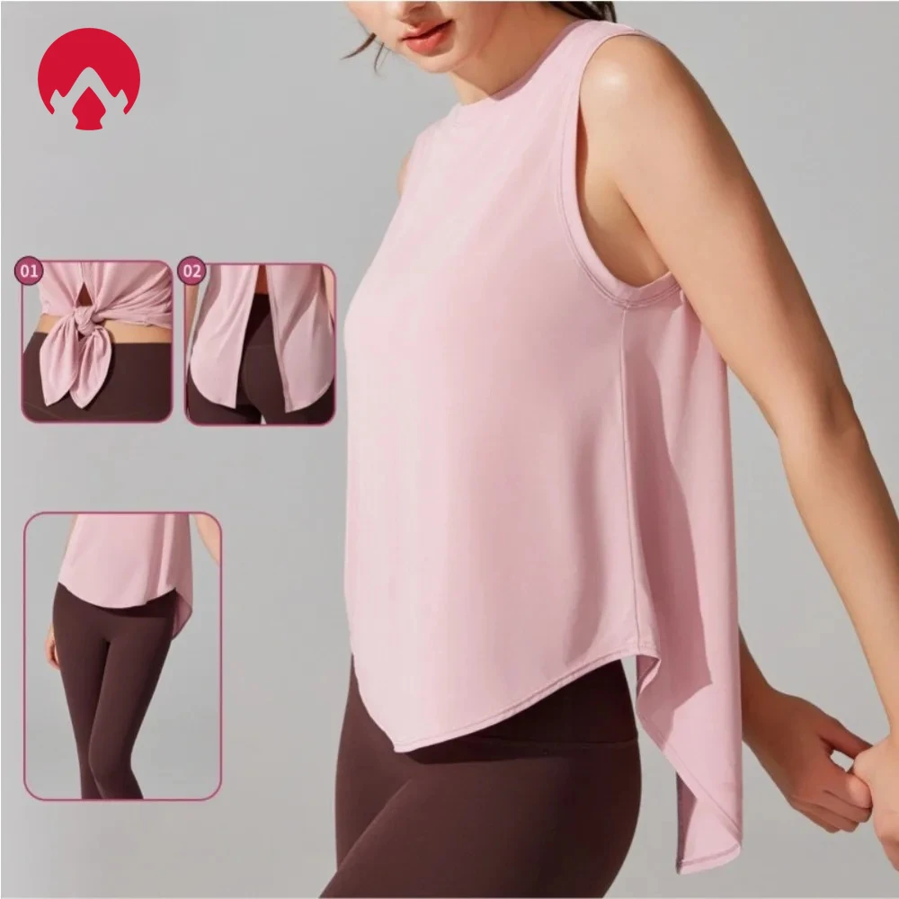 

Women's Sleeveless Sports Tank Top: Oversized Yoga Shirt with Open Back for Running, Gym & Summer Workouts – Loose-Fit Tee