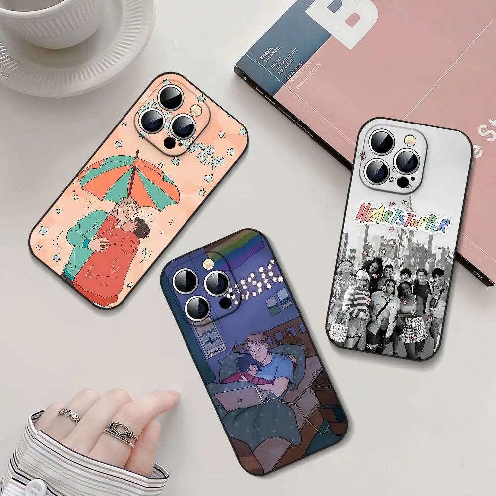 

Cartoon H-Heartstoppers Slim Black Phone Case Perfect Fit For IPhone 17,16,15,14,13,11 Pro Max,Plus,X,Xr,Xs Max,13Mini