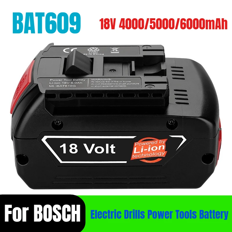 18 فولت 6000 مللي أمبير لبوش BAT609 التدريبات الكهربائية أدوات كهربائية بطارية ليثيوم قابلة للشحن #1