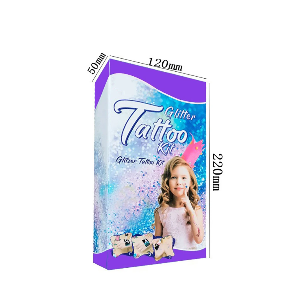 Tatuaje temporal con purpurina con plantillas, 30 colores brillantes, adultos, niños, artes corporales, Kit de maquillaj