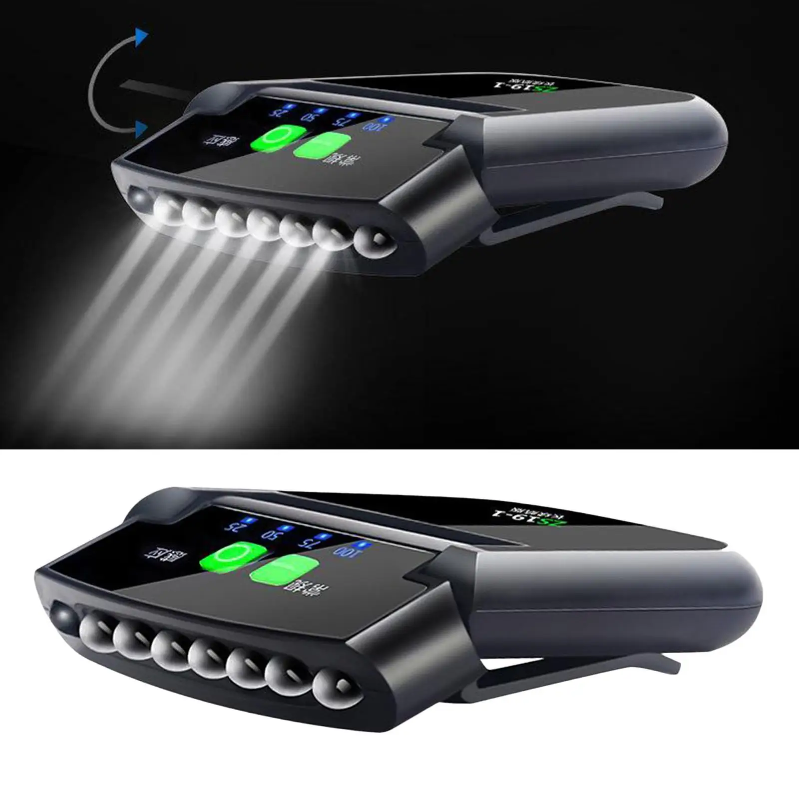 Rechargeable Visor Light with Motion Sensor, 100 Lumen LED Hat Light, with Power Display