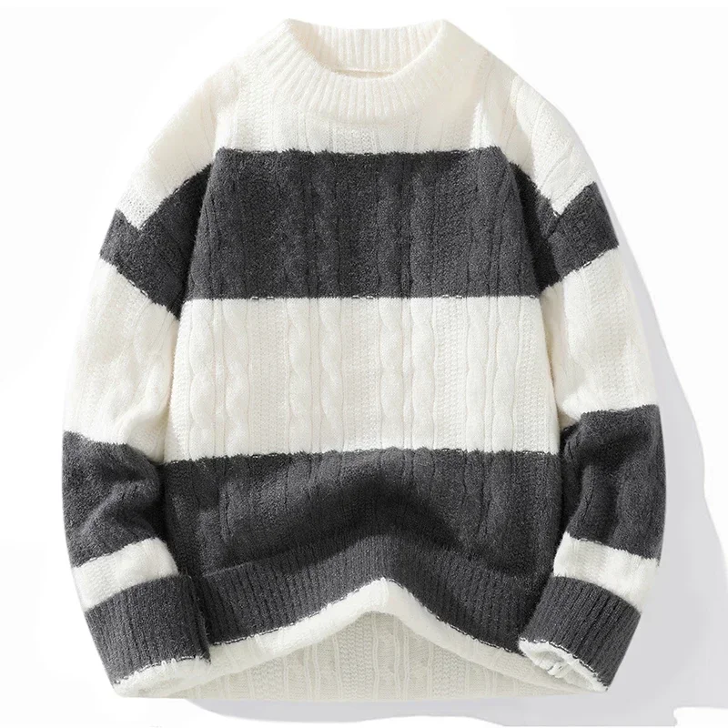 

Men Outdoor Fashion Trend Multifunctional High-quality Knitted Sweater Winter Fashion Cool Casual Round Neck Distressed Sweaters