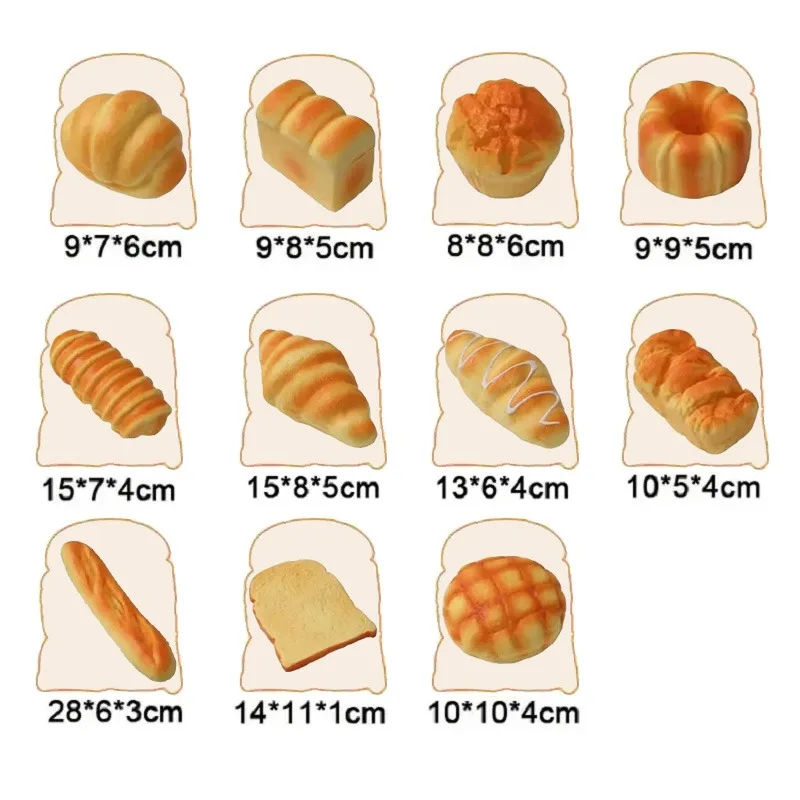 Artificial Food Simulation Fake Cake Bread Model French Baguette Toast Croissant Table Home Decor Photography Props Kitchen