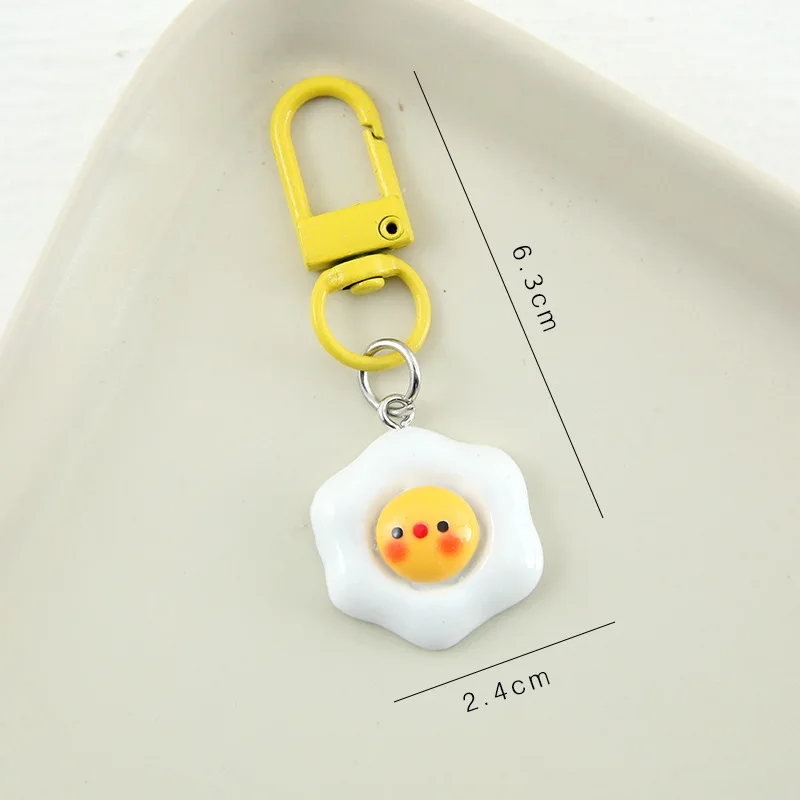Breakfast Keychain Cute Design Fried Egg Keychain Backpack Accessory Mobile Phone Lanyard Simple Color Scheme