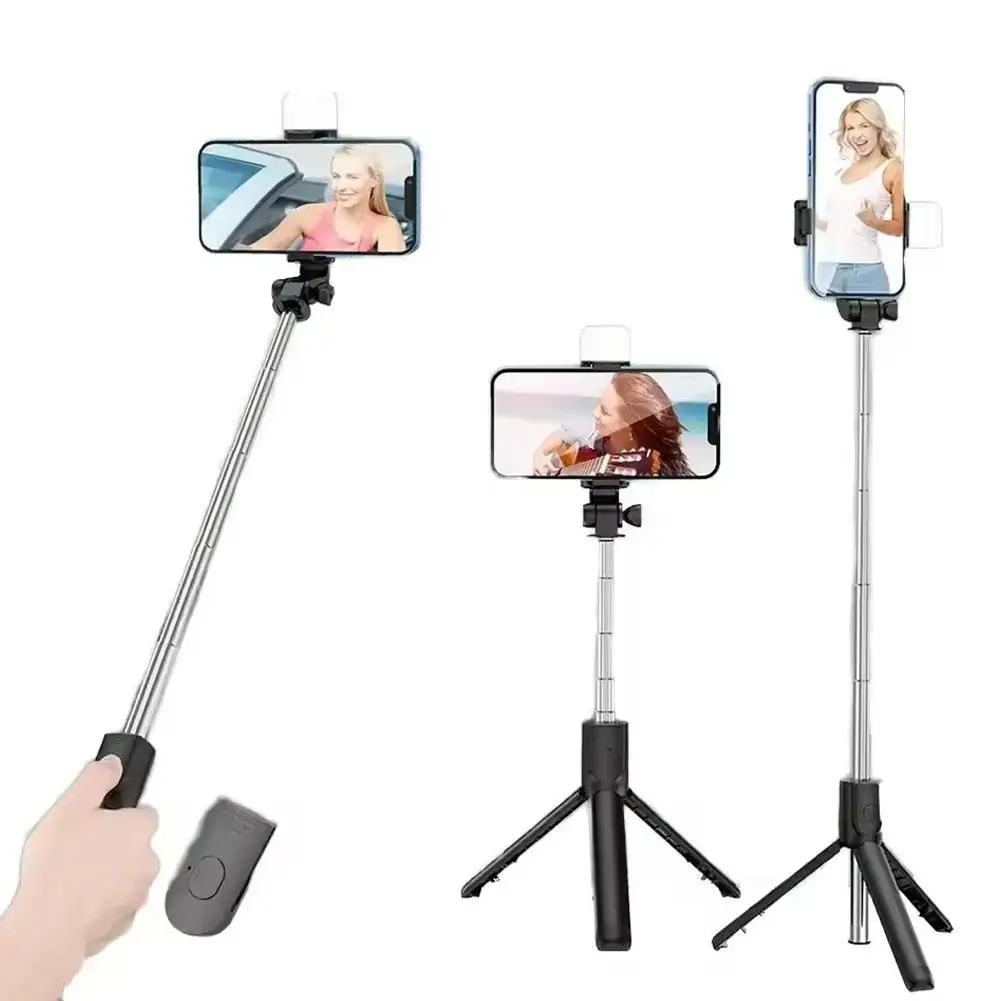 Tripé para Celular com Controle Remoto Bluetooth, Suporte para Celular com Luz de Preenchimento para Selfies