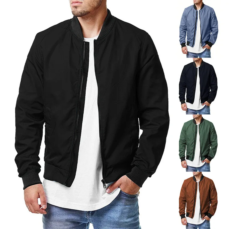 

2025 Spring and Autumn New Baseball Collar Loose Solid Color Jacket Men's Business Casual Coat Trend