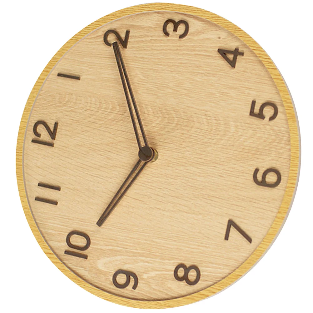

Wood Grain Wall Clock Home Decor Indoor Quartz Khaki Living Room Silent Bedroom Farmhouse Clock Sturdy Anti Fade Deform