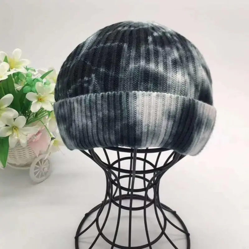 للجنسين الشتاء الدافئة مضلع متماسكة قبعة قبعة التدرج التعادل صبغ الهيب هوب الجمجمة قبعة