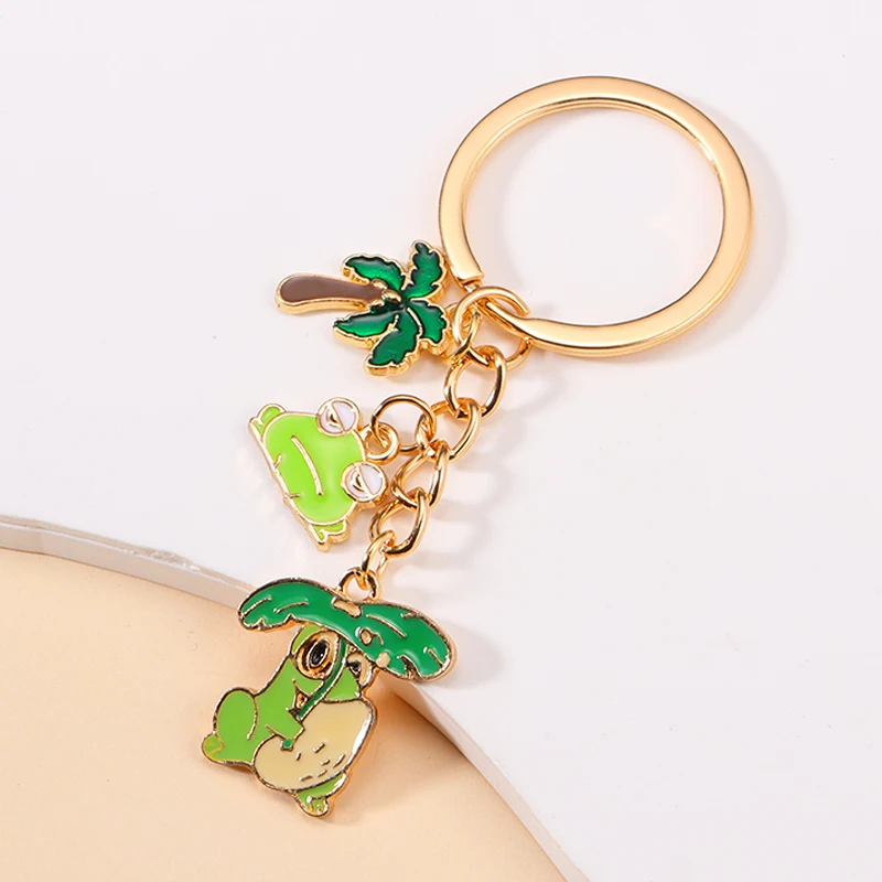 Delicate Enamel Cartoon Frog Charms Keychain Kawaii Animal Keyholder Men Women Bag Wallet Car Key Pendant Keyring Jewelry Gifts