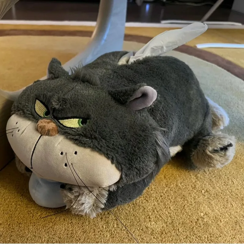 Disney Lucifer the Cat Plush Tissue Box Cover from Cinderella, 45cm Soft Stuffed Animal Decorative Holder with Zipper