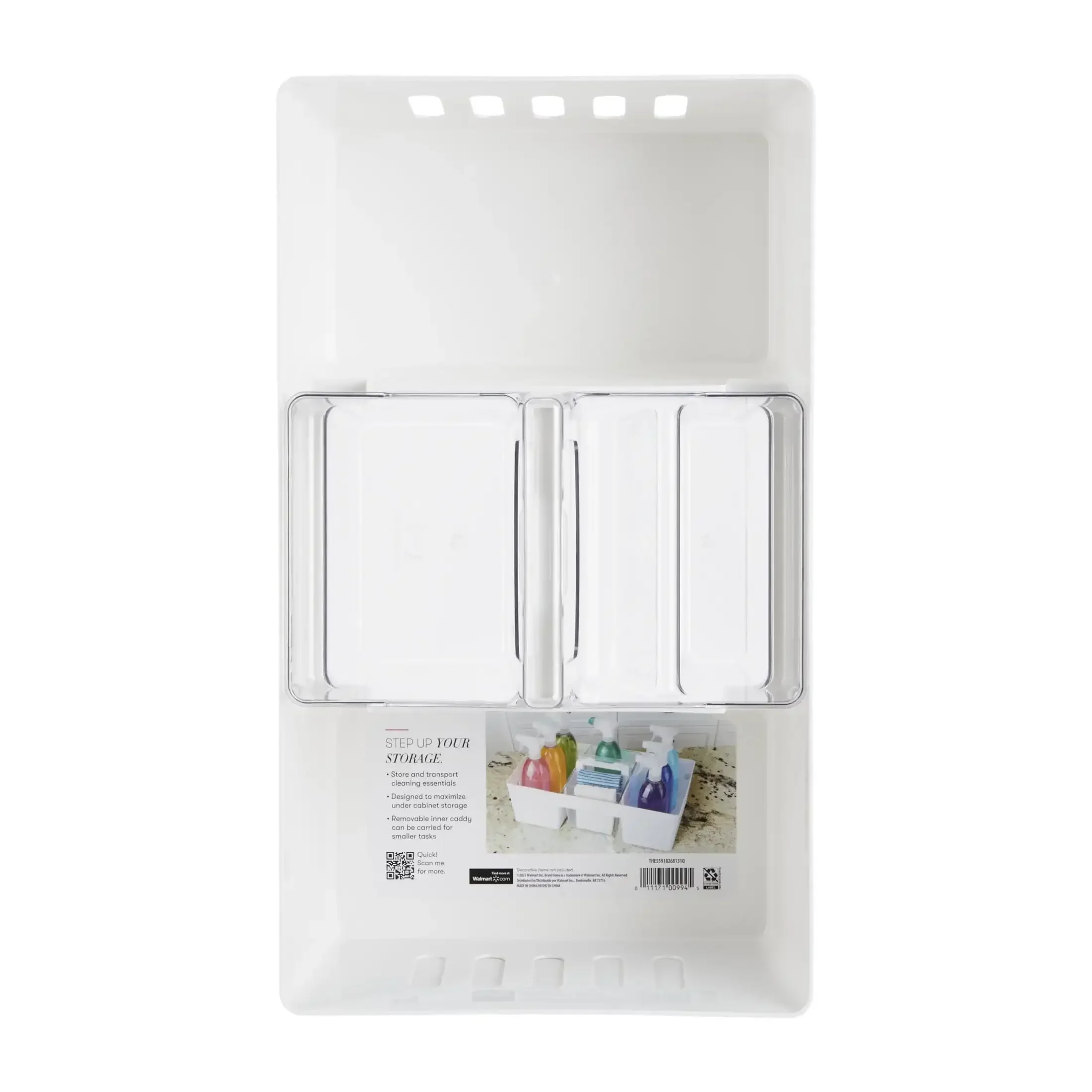 يتكون صندوق التنظيف مكون من جزأين، الصندوق الداخلي قابل للفصل ويحتوي على سعة كبيرة على استيعاب المزيد من زجاجات التنظيف