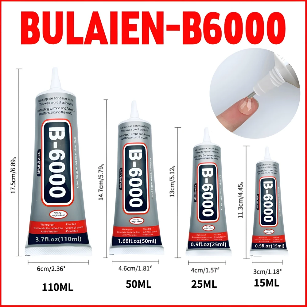 2pc B6000 Strength Glue Multipurpose Industrial Adhesive for Jewellery Ziai Crafts DIY Crystal Display Jewelry Rhinestone Super