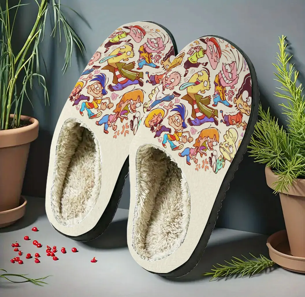 Home Baumwolle benutzerdefinierte Hausschuhe Herren Damen Sandalen Camouflage klassische Cartoon E-EdEddNEddys Plüsch Schlafzimmer lässig warm halten Slipper