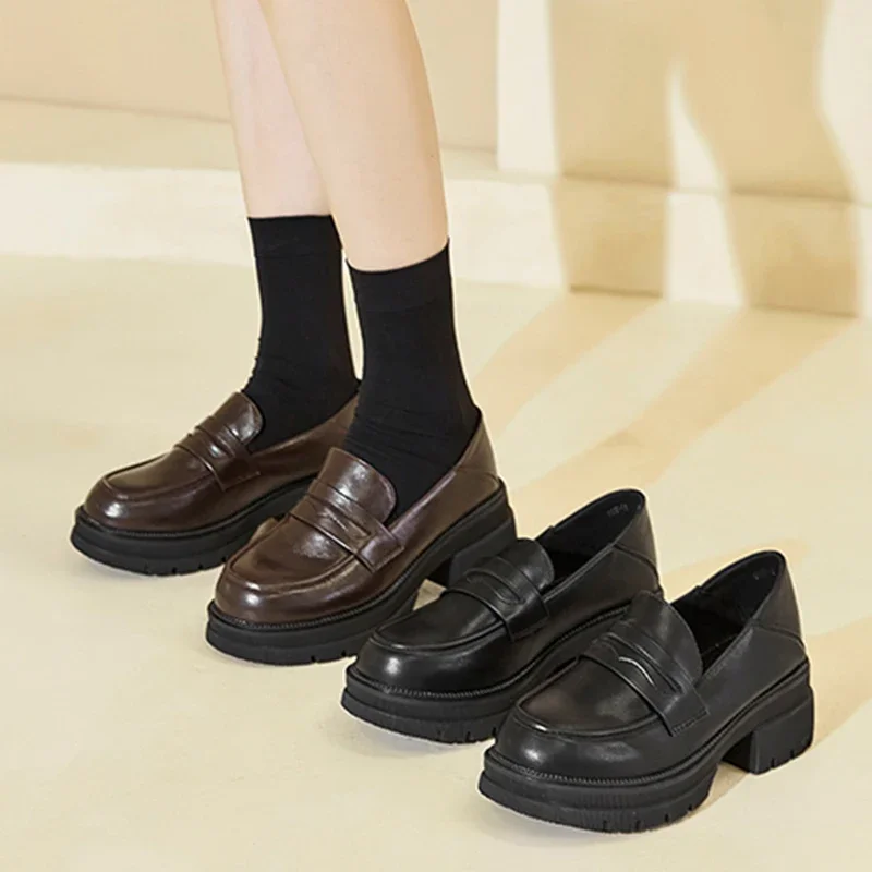 

Women's Loafers Japan Style Girl Lolita JK Shoes Students PU Leather Mid Heels Shoes for Women Comfortable Non Slip Casual Shoes