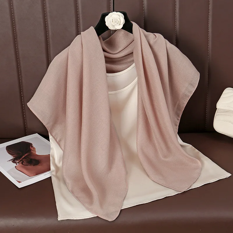 Women Plain Solid Color Square Cotton Viscose Shawl Scarf High Quality Print Soft Shawls and Wraps Bufandas Muslim Hijab 90*90Cm