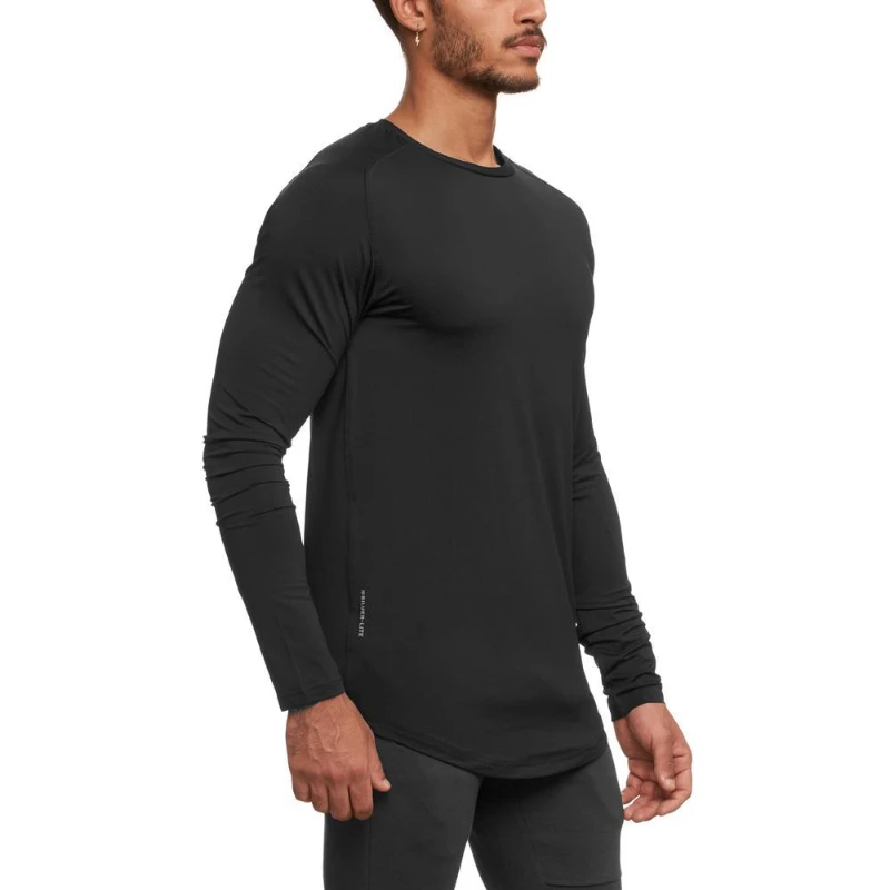 Mens Bodybuilding Long Sleeve Shirt Male Casual Skinny T-Shirt Gym Fitness Workout Tees Tops Running Cotton Singlets Clothing