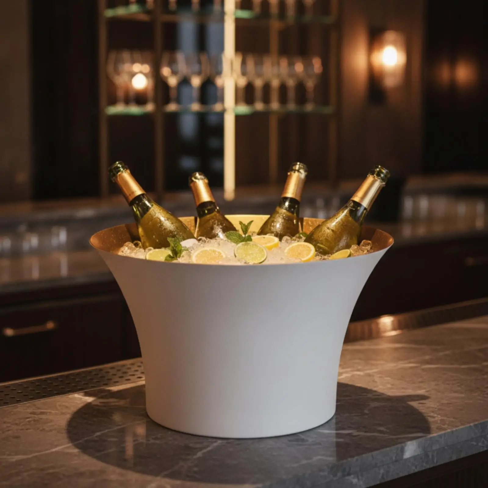 Spacious Champagne Cooler Bucket Metal Wine Chiller for White Vintage Party Hosting Needs