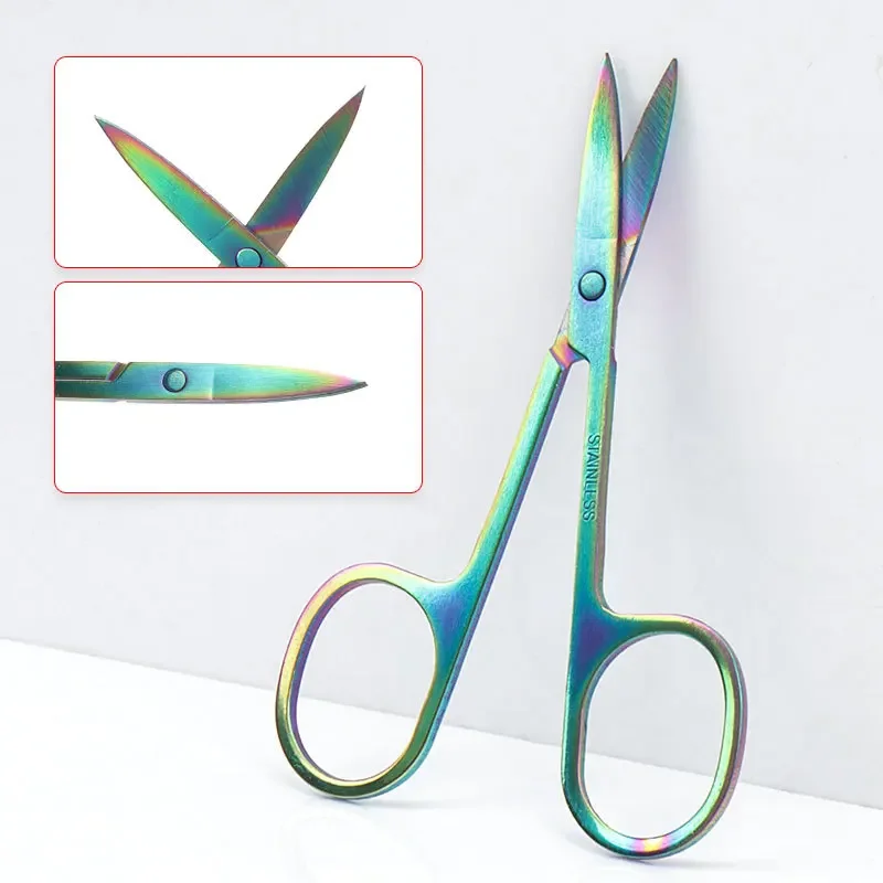 Small Nail Tools 1 Pc Eyebrow Trimming Scissors Stainless Steel Manicure Facial Nose Hair Scissors Women Makeup Beauty Tool