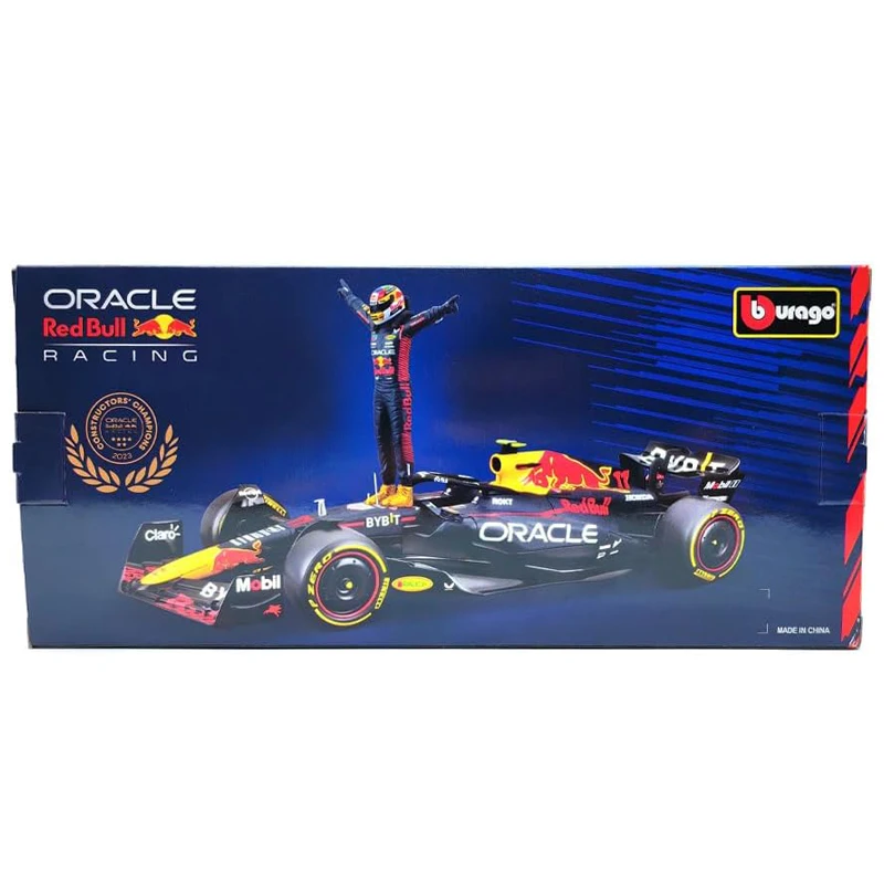 Bburago 1:24 2023 F1 Red Bull Racing RB19+Winning Doll 1# Verstappen 11# Perez Paint Formula One Alloy Super Toy Car Model