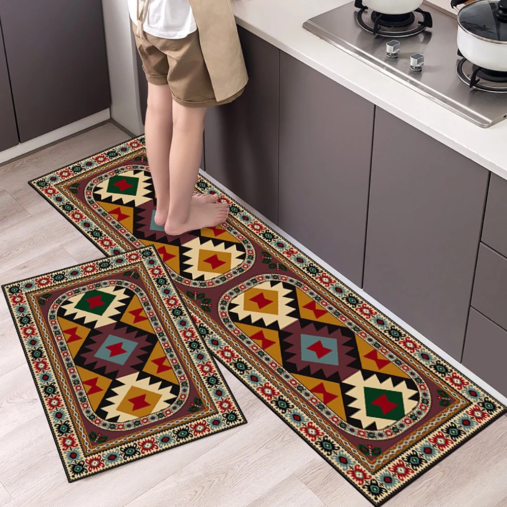 Rutschfeste Küchenmatte aus Kristallsamt, super saugfähige Fußmatten für die Küche, lange Teppiche, Badezimmer-Eingangstürmatte, Schlafzimmer, lange Teppiche – Detail 21