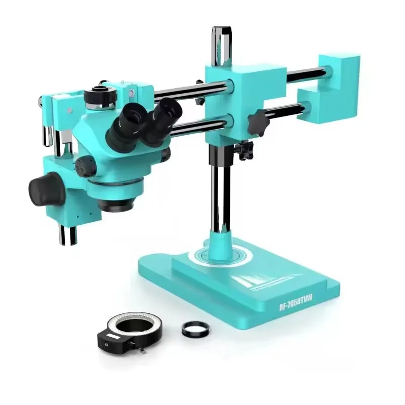 Double Boom Microscope 7-50X Magnification Digital Electronic Trinocular Stereo Mobile Repair Tool RF7050TVW