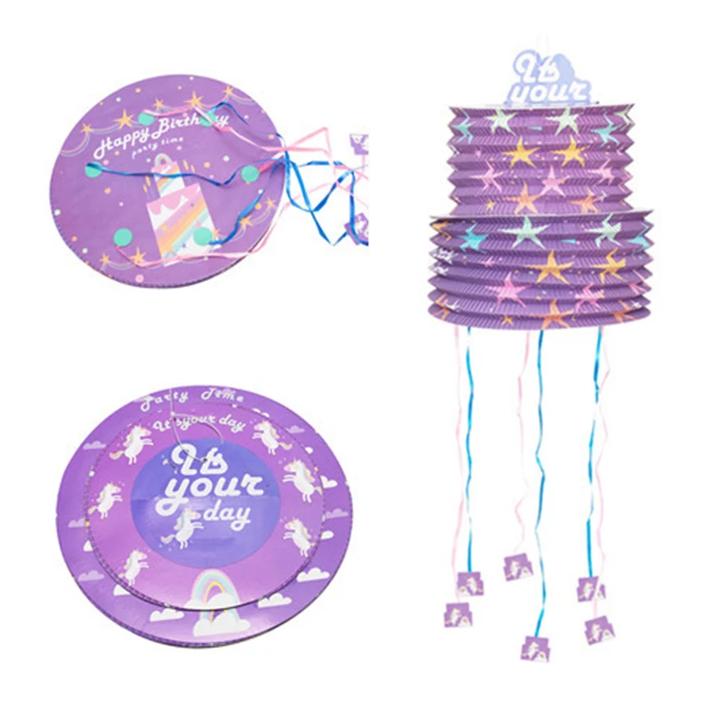 1set Kids Unicorn Party Pinata Toy Gift Rainbow Horse Girls Happy Birthday Party Decoration Supplies Filled Confetti Surprise
