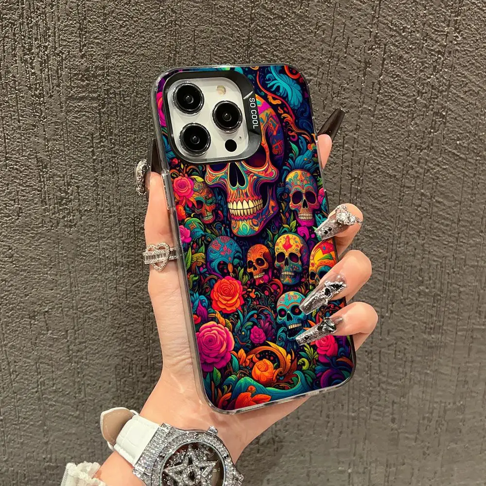 

Colorful skull pattern Phone Case case for iPhone17 16 15 14 13 12 11 Pro/ Max/Plus shock-proof rear cover anti-fingerprint