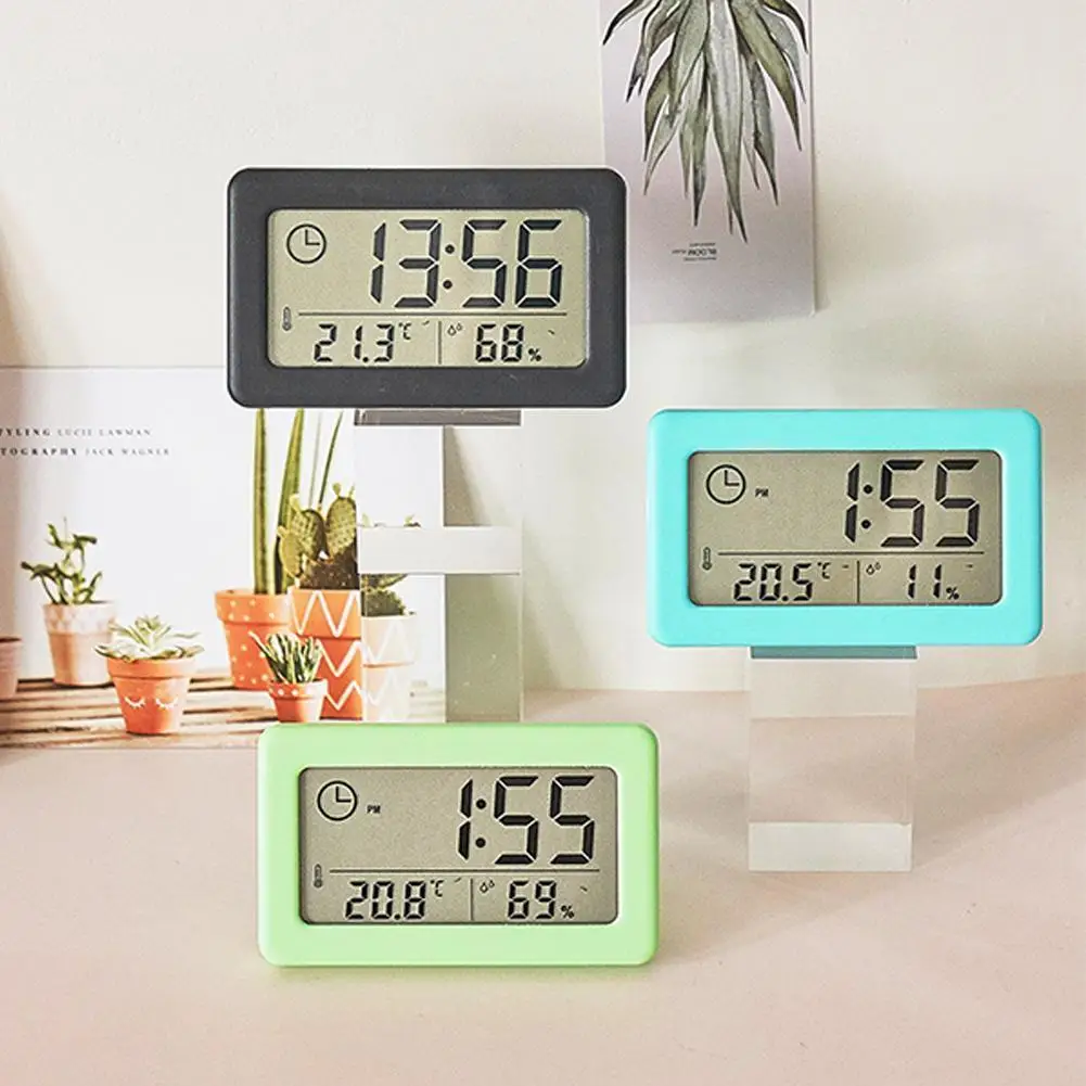 Digital Clock Thermometer Hygrometer Meter LED Indoor Electronic Humidity Monitor Clock Desktop Table Clocks For Home