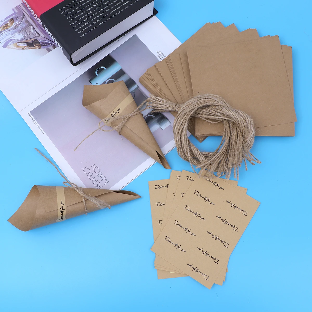 

50 Pcs Wedding Confetti Packaging Barrel Wrapping Paper Bouquet Kraft Cone Bouquets