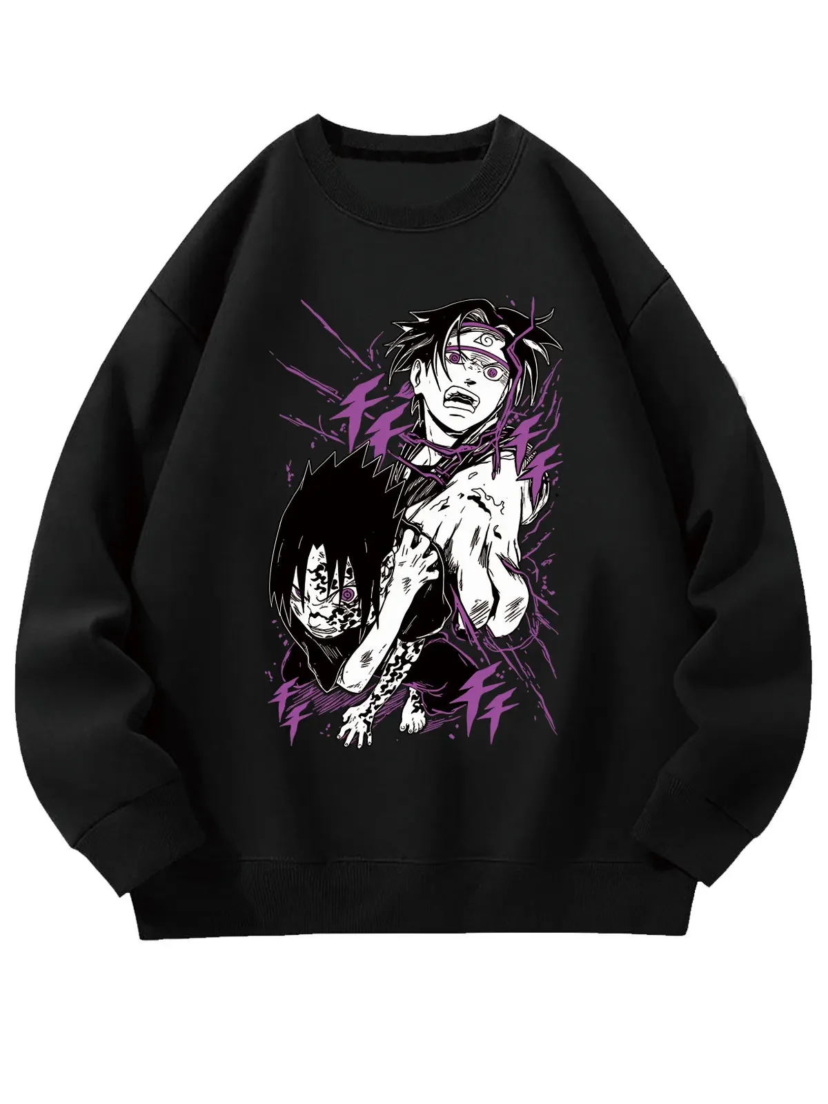 

Round Neck Hoodies Anime Print Autumn Men Women Graphic Cotton Pullover Japanese Manga Loose Sweatshirt High Quality Clothing