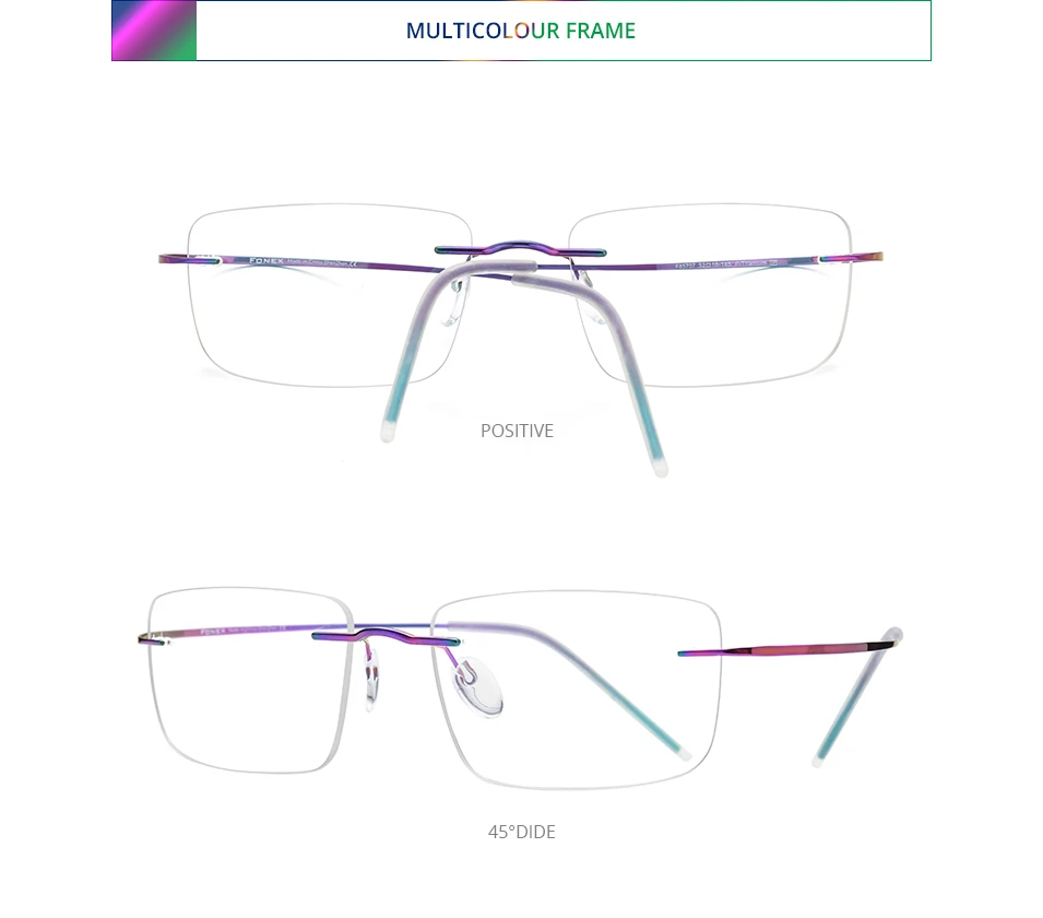 FONEX Randlose Titanbrille für Herren, Markendesign, rahmenlose Brillen für Damen, hochwertige, ultraleichte japanische Brillen 85707 – Detail 7