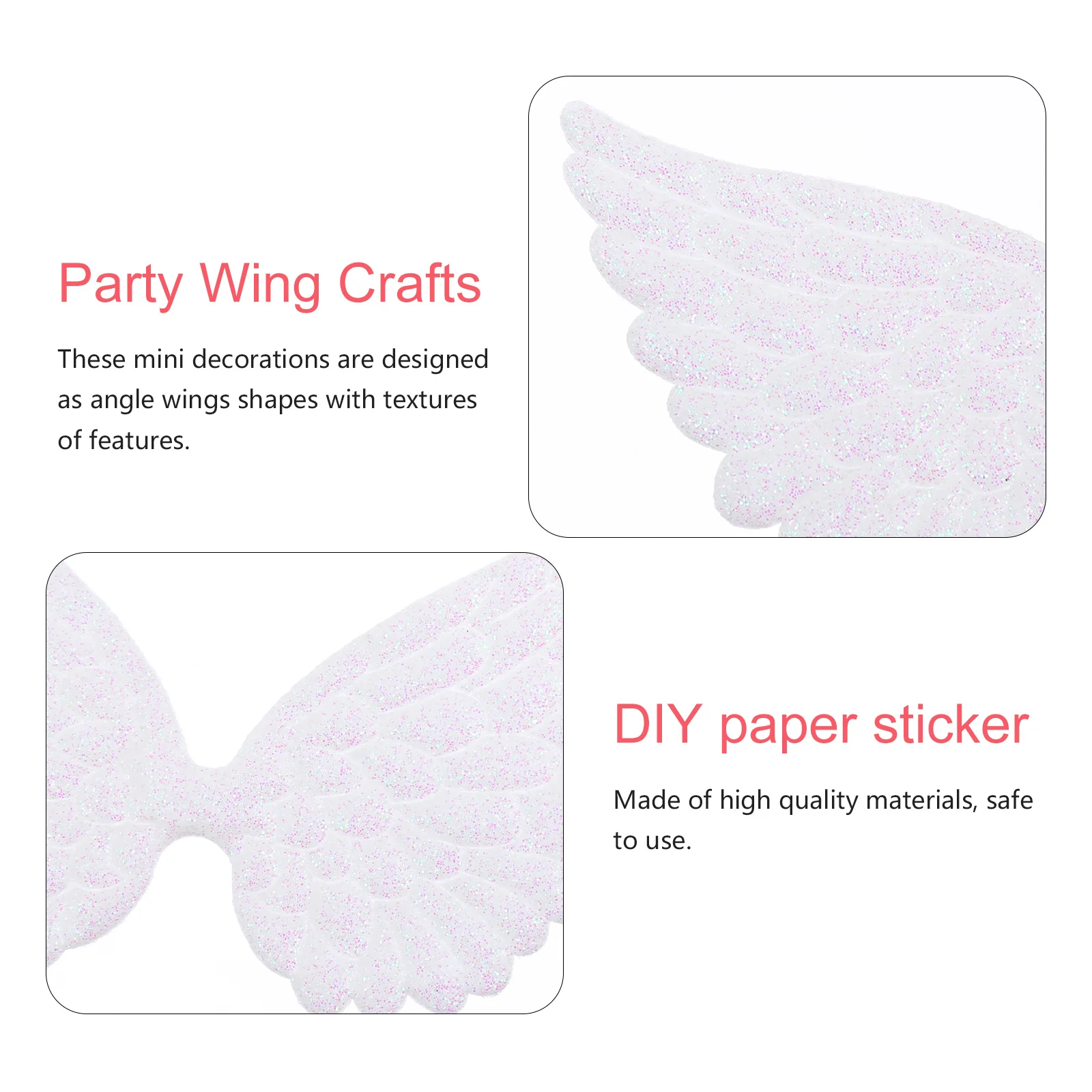 30 Pcs DIY Angel Wings Party Crafts Christmas Ornament Fabric for Sew On Patch Child Jewelry Making Accessories Mini Glitter