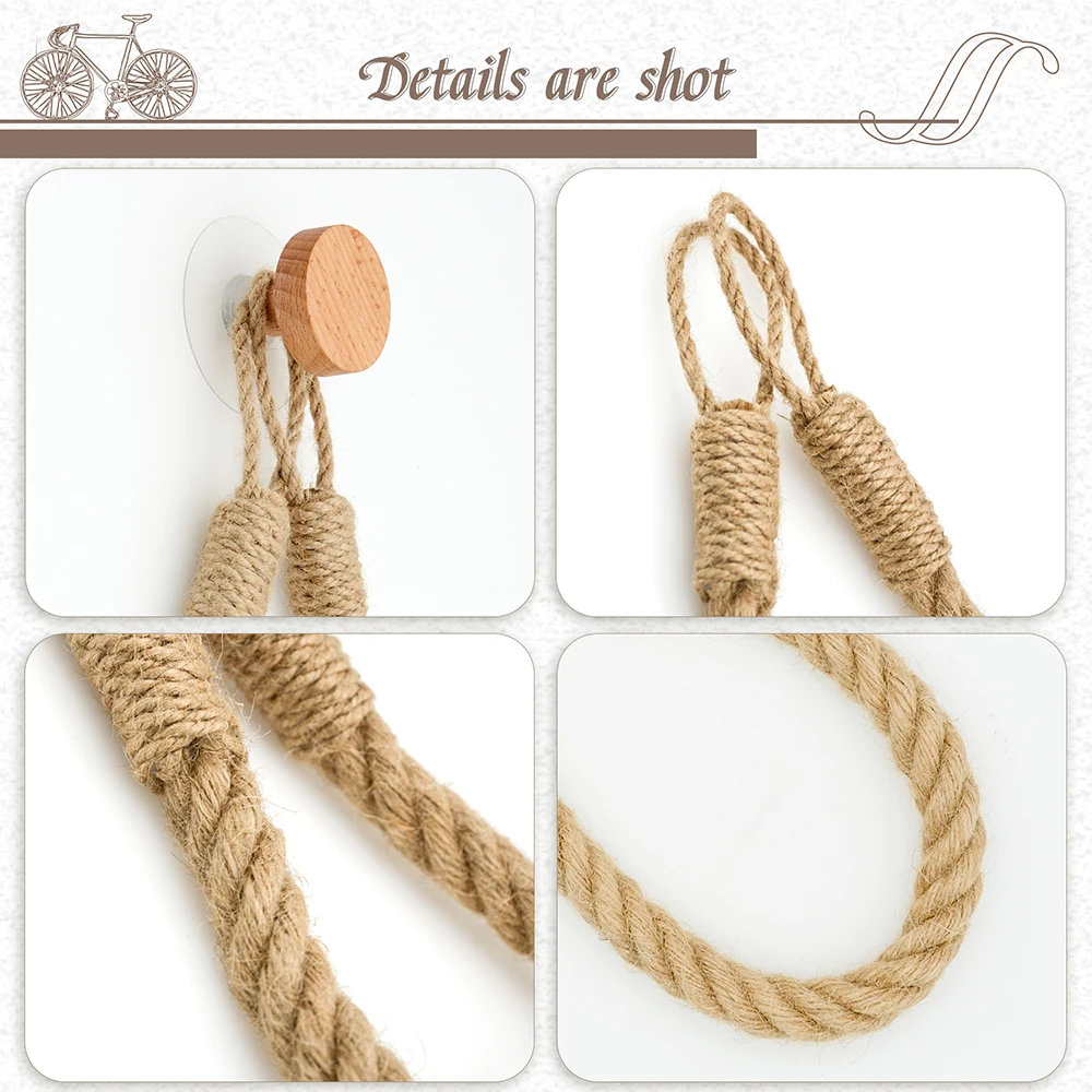 Hemp Rope Paper Towel Holder Solid Wood Cotton Rope Woven Storage Towel Rack Storage Rack Creative Punch-free Paper Roll Holder