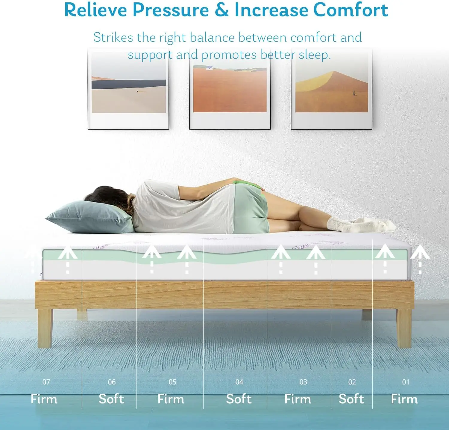 Materasso King wOod-it, letto in memory foam gel medio resistente in una scatola, limitatore di pressione, 10 pollici