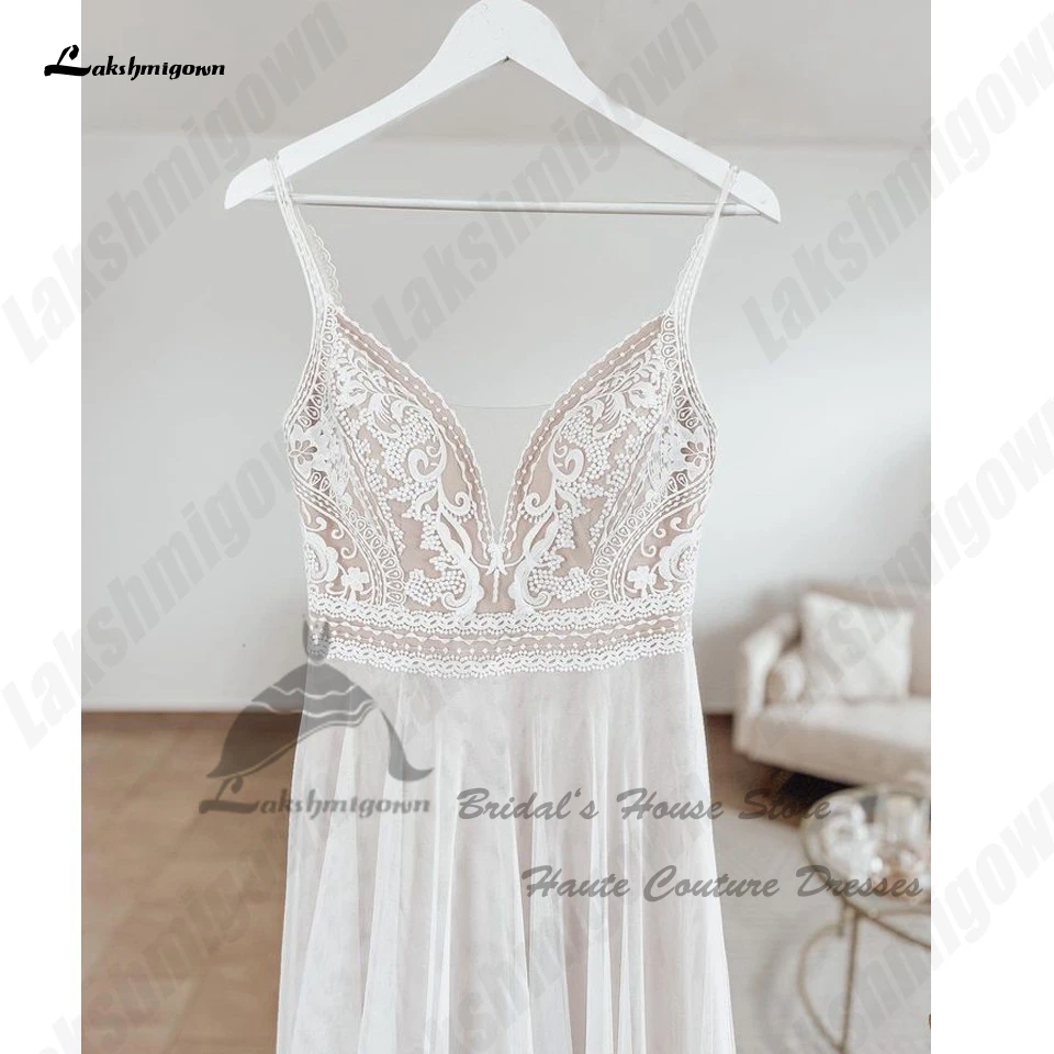 Laksh migown erröten rosa Boho Strand Brautkleider für Frauen Braut kleider Vintage Spitze Mieder Brautkleider offen zurück