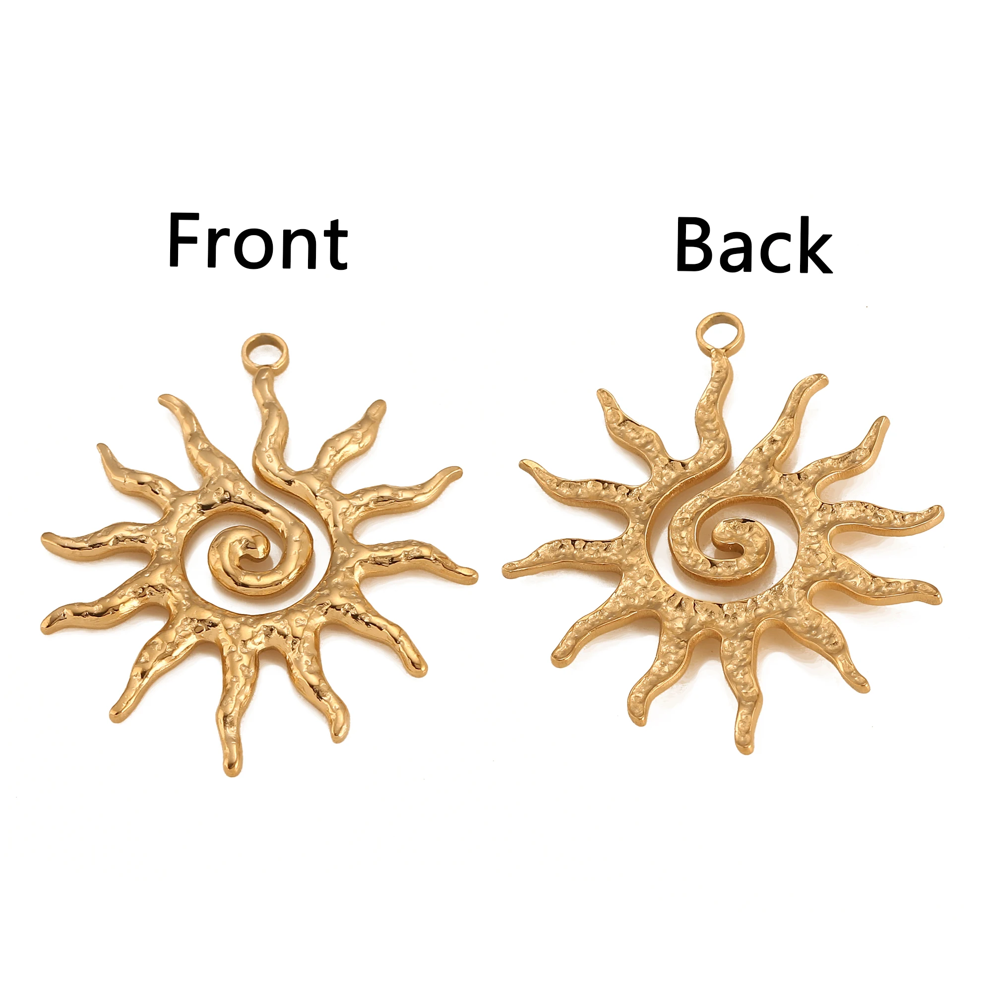 3 Stück Spirale himmlische Sonne Charme große Edelstahl Wirbel Sonnenblume baumeln Sonnenlicht Anhänger DIY Mode Halskette Schmuck herstellung – Detail 3