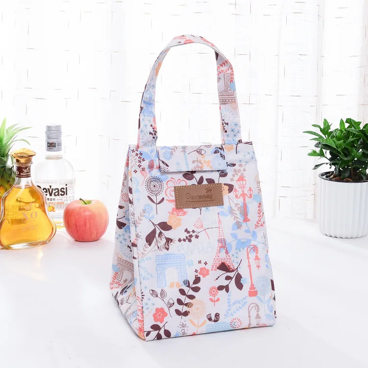 Insulated Lunch Box Men Women Travel Portable Camping Picnic Bag Flower Print Cold Food Cooler Thermal Bag Handbag