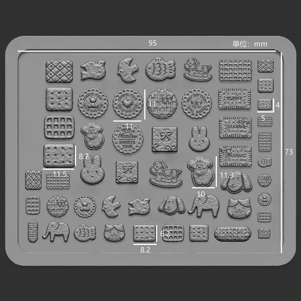 Silicone 3D Carved Template Cookie Baking Nail Mold Dog Rabbit Fish Manicure Charms Nail Art Mold Gel Design Tools Accessories - view 6